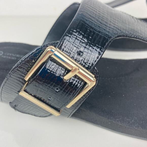 NEW * GIANI BERNINI Black Platform Rivver Wedge Slip On Thong Sandals 6.5 - Picture 9 of 14